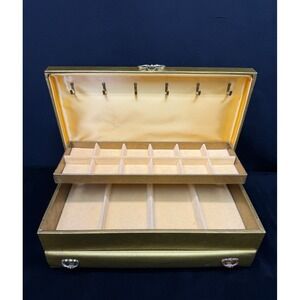 Vintage Lady Buxton Avocado Green Jewelry Box MCM Mid Century Hotel Regency